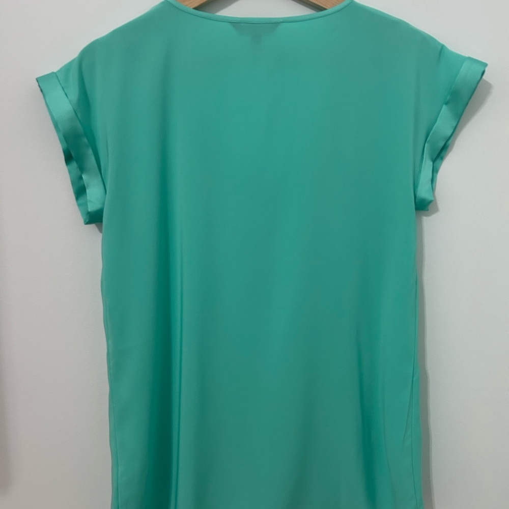 Express Teal V-Neck Blouse - Picture 4 of 8